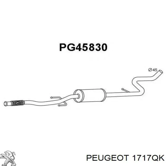 Средний глушитель Peugeot/Citroen 1717QJ