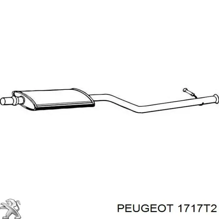 1717T2 Peugeot/Citroen труба выхлопная, от катализатора до глушителя