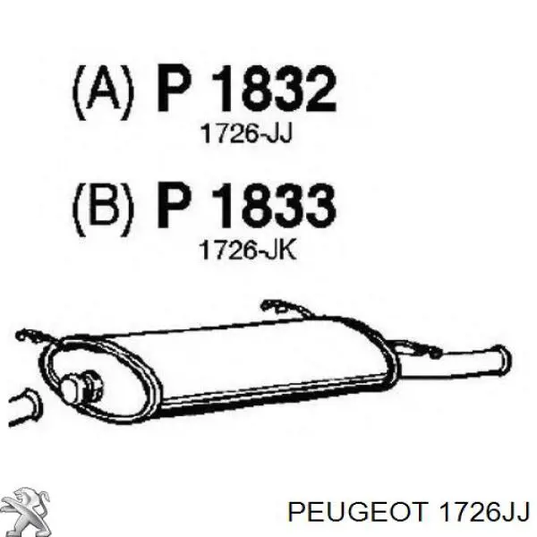 Silenciador posterior 1726JJ Peugeot/Citroen