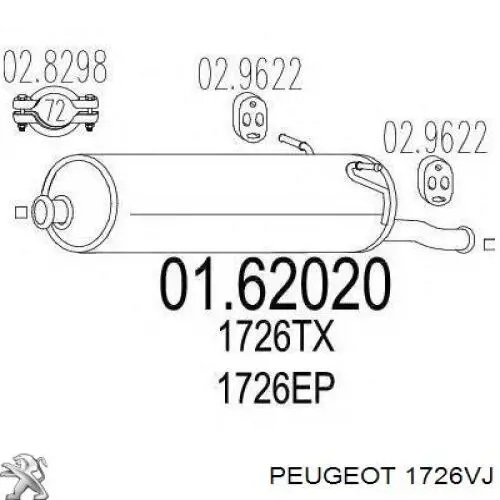 Купить E12809E Peugeot/Citroen Глушитель задний
