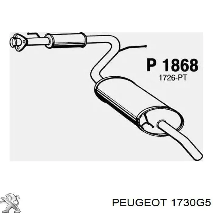 1730G5 Peugeot/Citroen глушитель, задняя часть