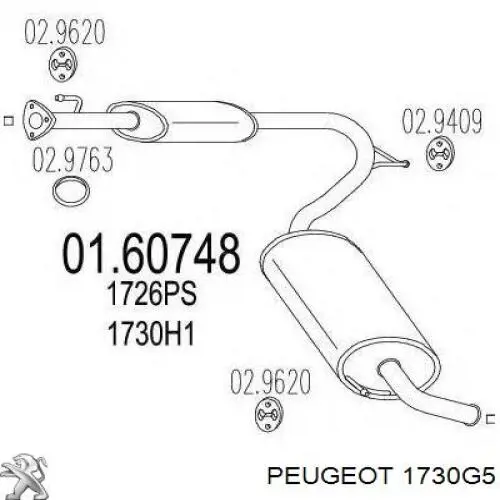 Silenciador posterior 1730G5 Peugeot/Citroen