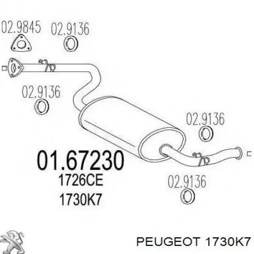 Silenciador posterior 1730K7 Peugeot/Citroen
