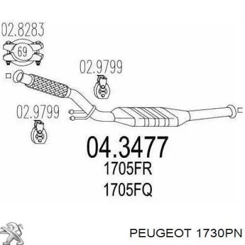 Купить 1730PN Peugeot/Citroen Преобразователь отработавших газов