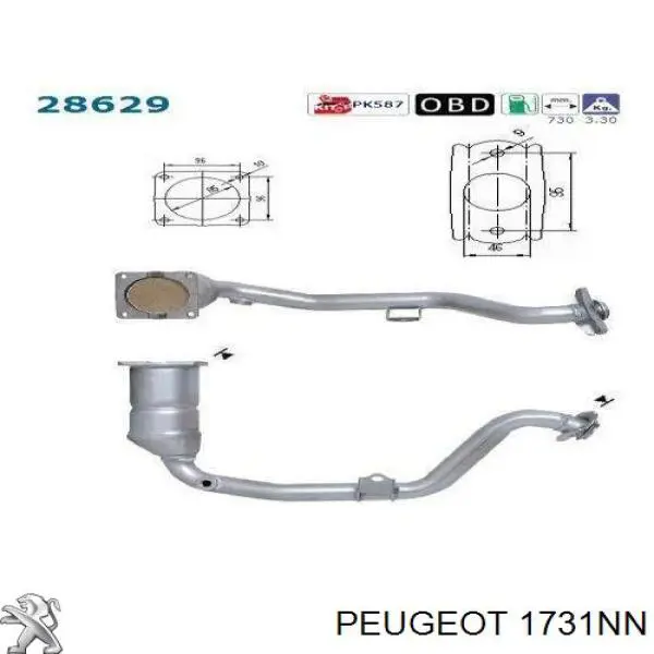 Купить 1731NQ Peugeot/Citroen Передняя часть глушителя