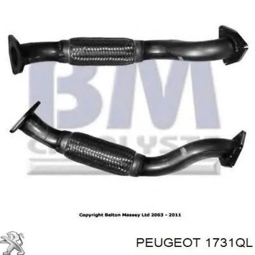 1731QL Peugeot/Citroen труба выхлопная, от катализатора до глушителя