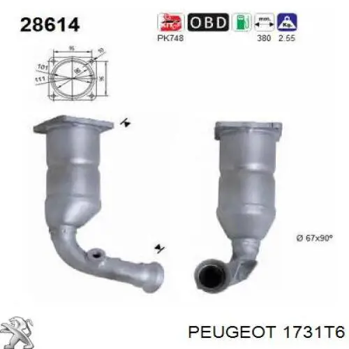 Каталитический нейтрализатор отработавших газов Polcar PT6011T цена, от 156.37 USD