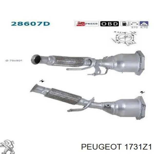 Каталитический нейтрализатор отработавших газов Peugeot/Citroen 1731Z1 цена, от 839.56 USD