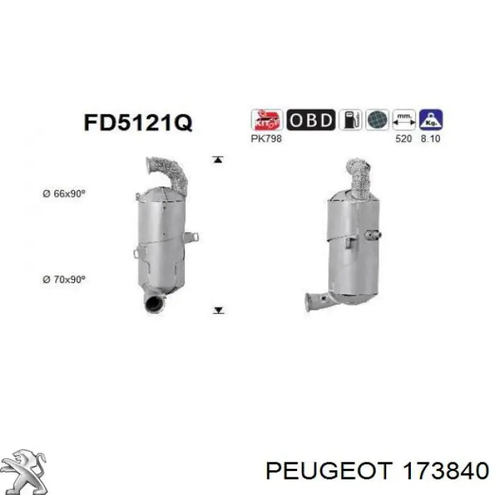 ДПФ фильтр Peugeot/Citroen 173840 цена, от 221.38 USD