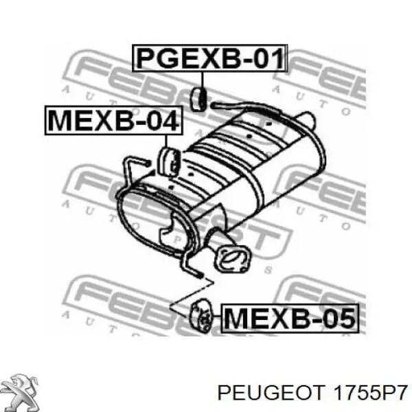 1755P7 Peugeot/Citroen подушка крепления глушителя