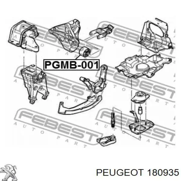 Подушка (опора) двигателя задняя (сайлентблок) 180935 Peugeot/Citroen