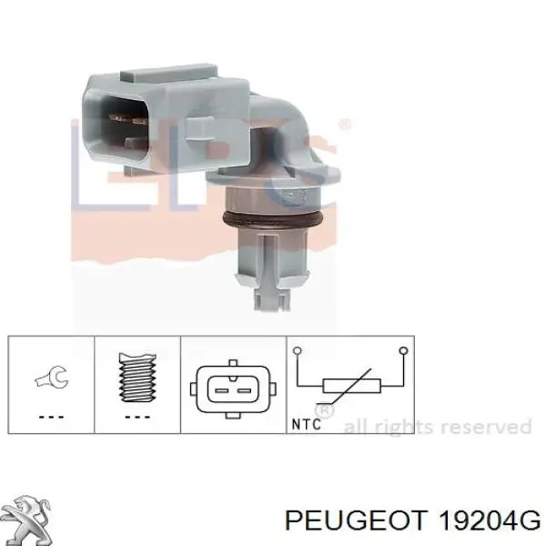 Sensor, temperatura del aire de admisión 19204G Peugeot/Citroen