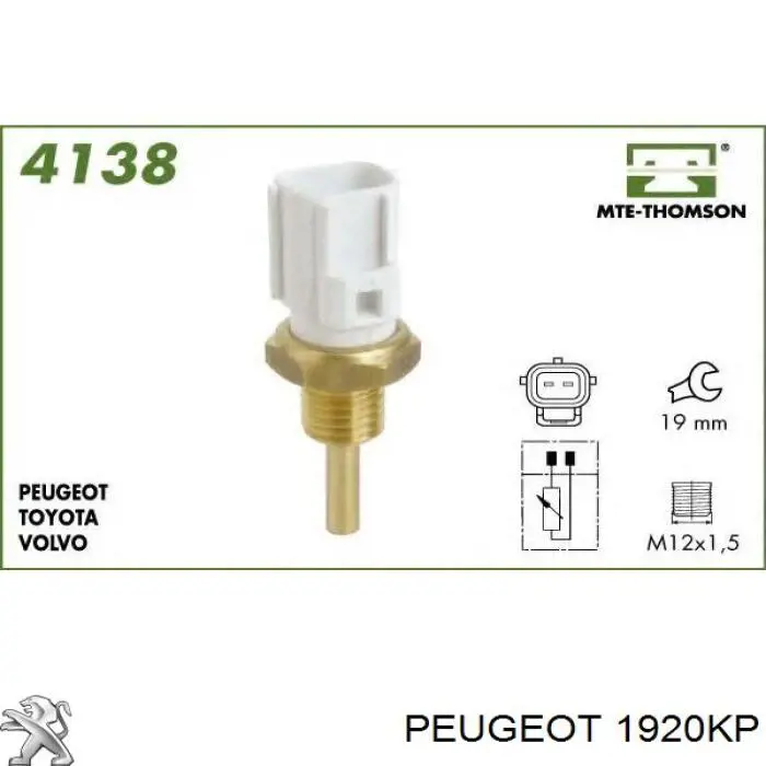 Датчик температуры охлаждающей жидкости, на приборе Peugeot/Citroen 1920KP цена, от 9.23 USD