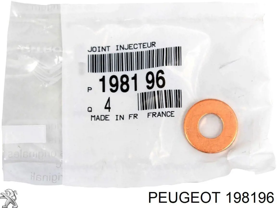 Кольцо (шайба) форсунки инжектора посадочное Peugeot/Citroen 198196