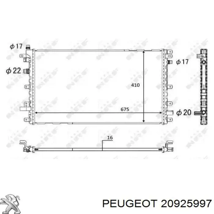 Condensador aire acondicionado 20925997 Peugeot/Citroen