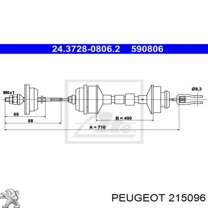 Cable de embrague 215096 Peugeot/Citroen