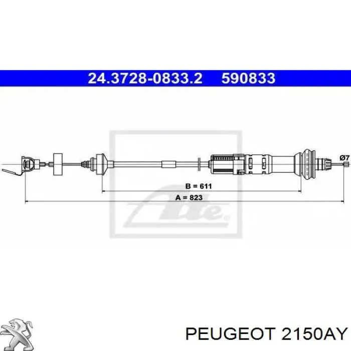 Трос сцепления Peugeot/Citroen 2150AY цена, от 28.48 USD