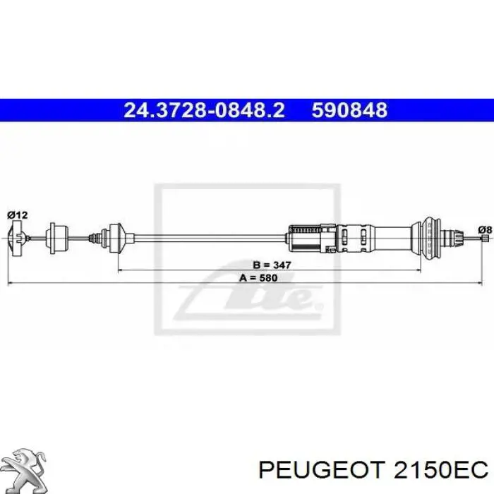 Cabo de embraiagem Peugeot/Citroen 2150EC