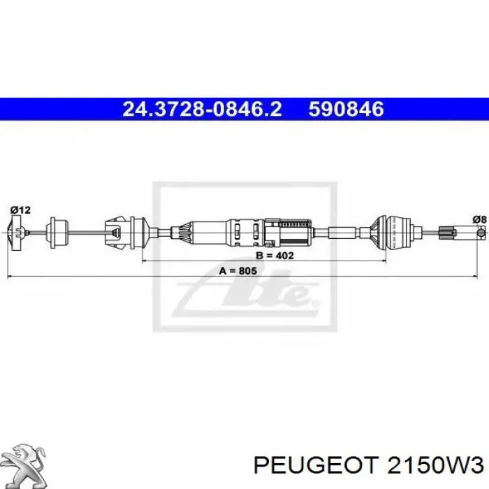 Cable de embrague 2150W3 Peugeot/Citroen