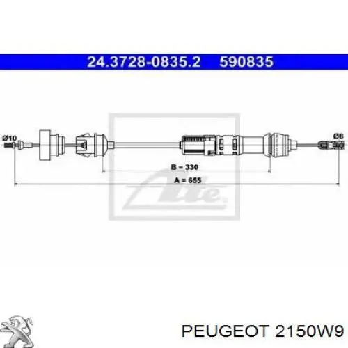 2150W9 Peugeot/Citroen трос сцепления