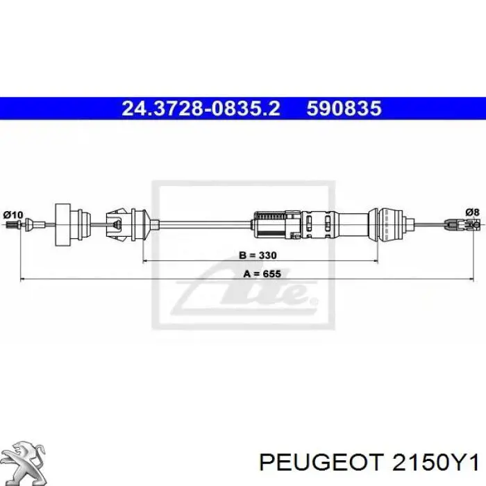 2150Y1 Peugeot/Citroen трос сцепления
