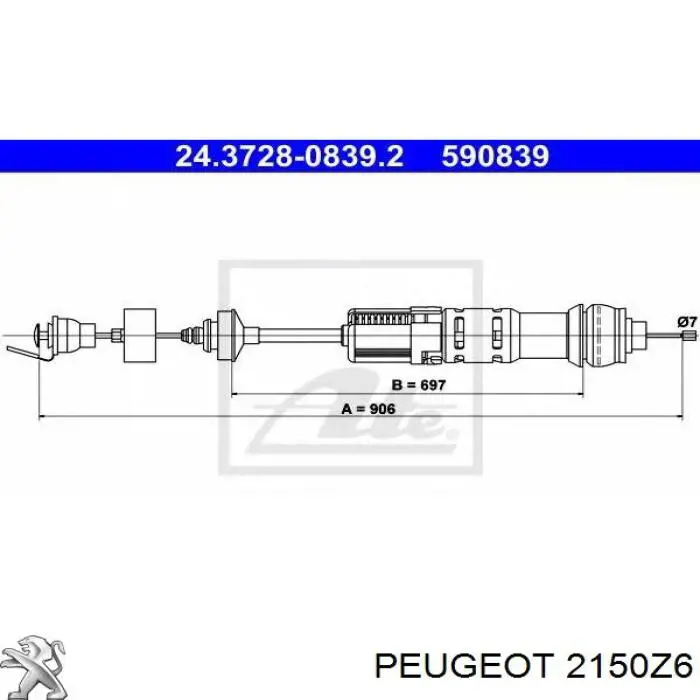 Cable de embrague 2150Z6 Peugeot/Citroen