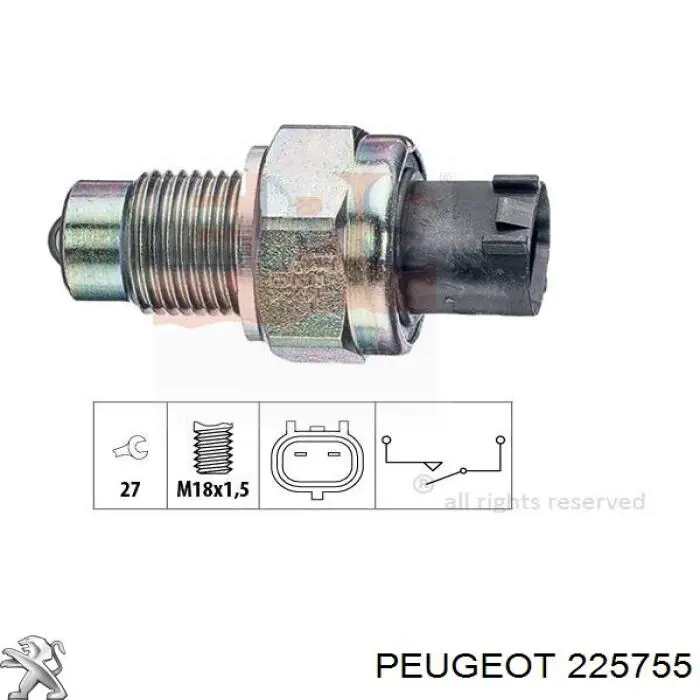 Включатель фонарей заднего хода Peugeot/Citroen 225755 цена, от 12.67 USD