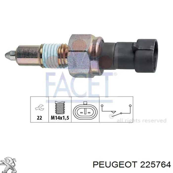225764 Peugeot/Citroen датчик включения фонарей заднего хода