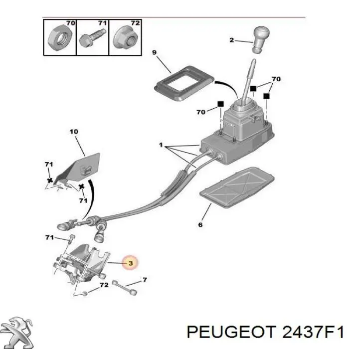 Купить 2437F1 Peugeot/Citroen Кронштейн крепления троса КПП