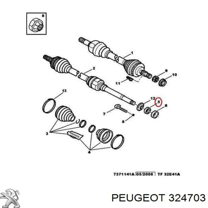 Подвесной подшипник карданного вала 324703 Peugeot/Citroen
