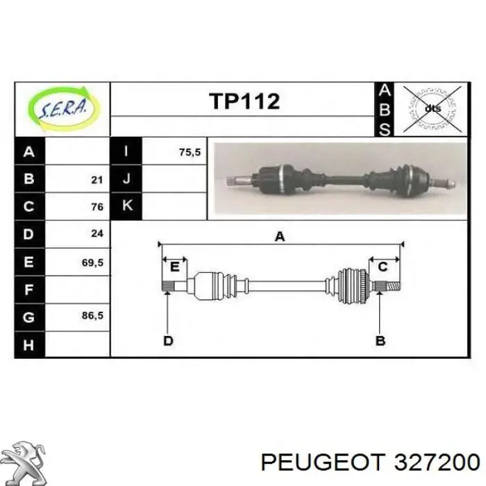 Купить 327200 Peugeot/Citroen Привод в сборе левый