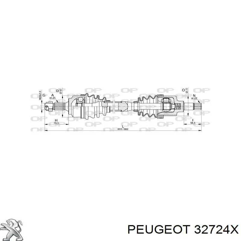 32724X Peugeot/Citroen semieixo (acionador dianteiro esquerdo)