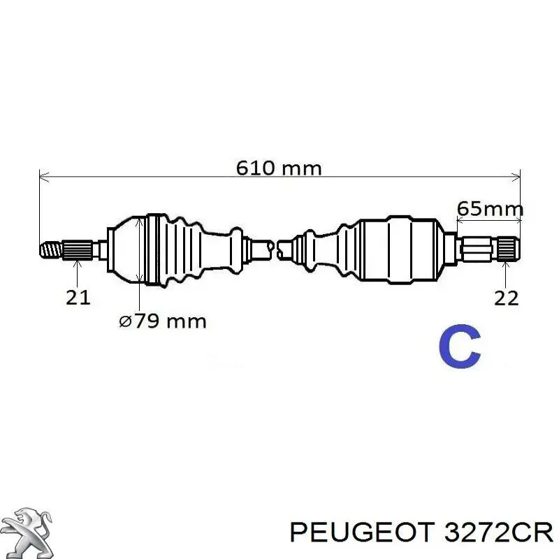 Привод передний левый Peugeot/Citroen 3272CR цена, от 75.74 USD
