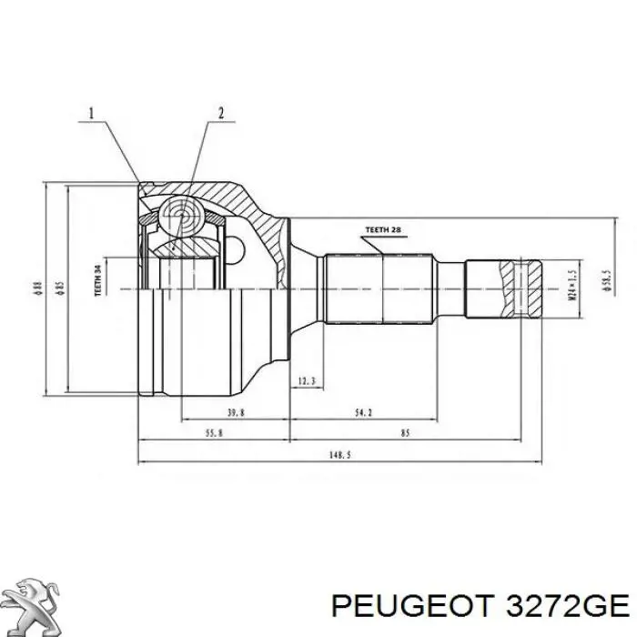 Привод передний левый Peugeot/Citroen 3272GE цена, от 95.02 USD