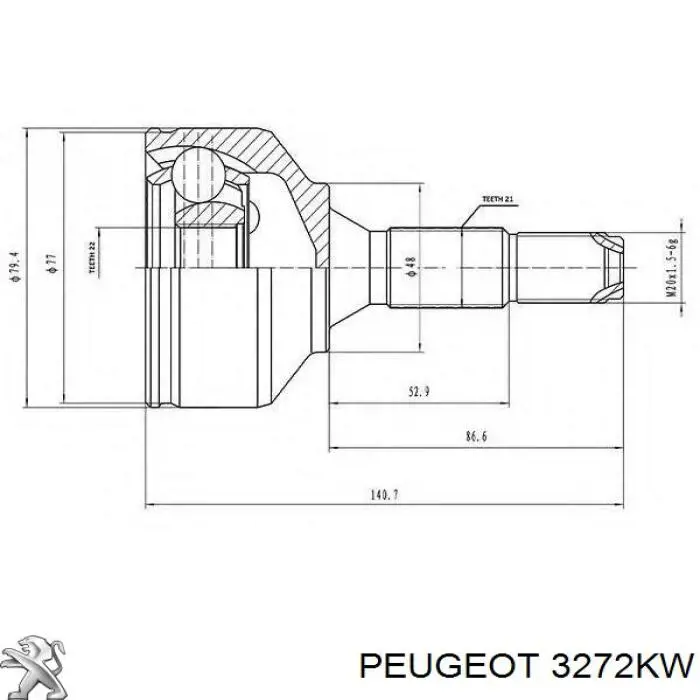 Привод передний левый Peugeot/Citroen 3272KW цена, от 83.58 USD