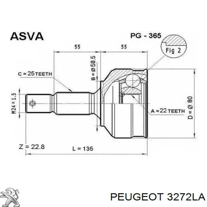 Привод передний левый Peugeot/Citroen 3272LA цена, от 63.34 USD