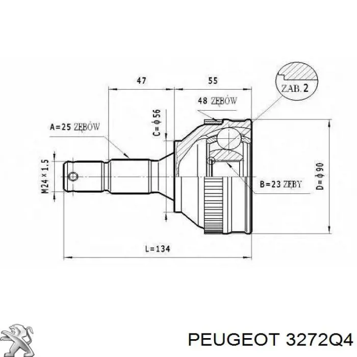 Купить 3272Q4 Peugeot/Citroen Привод в сборе левый