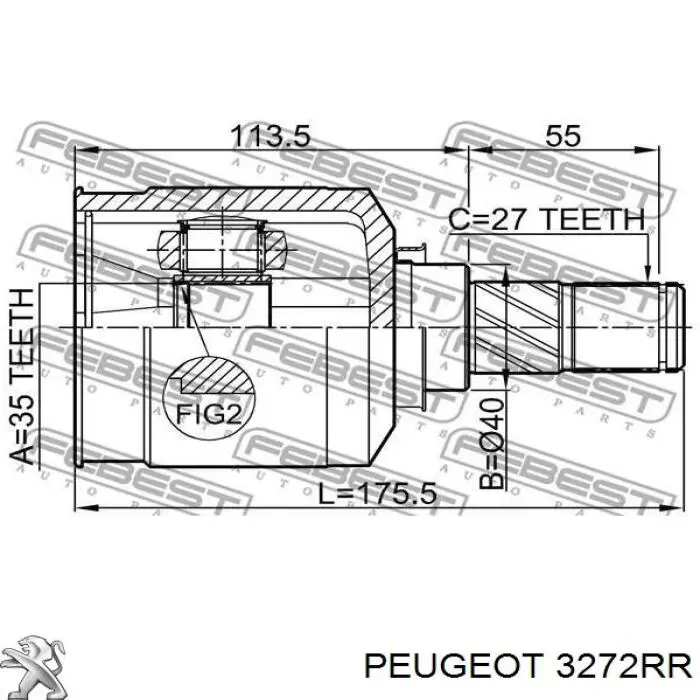 3272RR Peugeot/Citroen полуось (привод передняя левая)