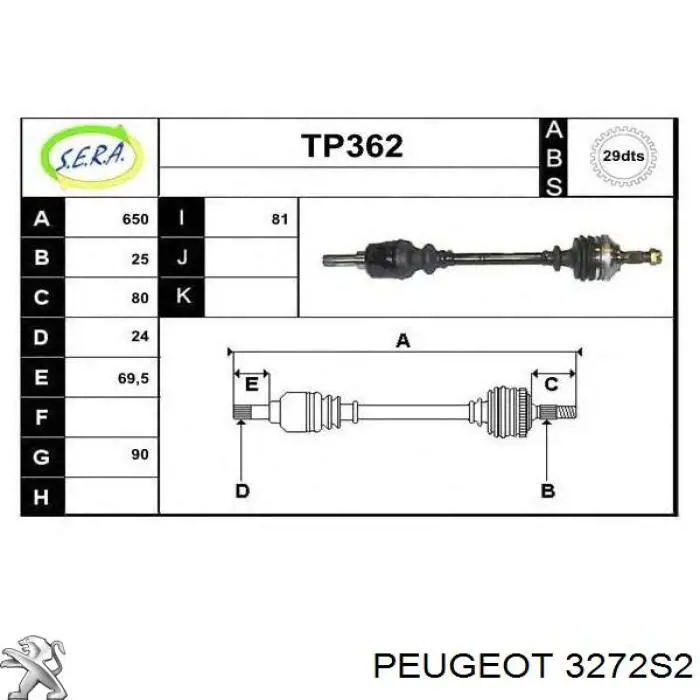 Купить 3272S2 Peugeot/Citroen Привод в сборе левый