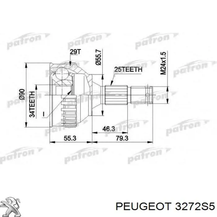 3272S5 Peugeot/Citroen Полуось передняя левая