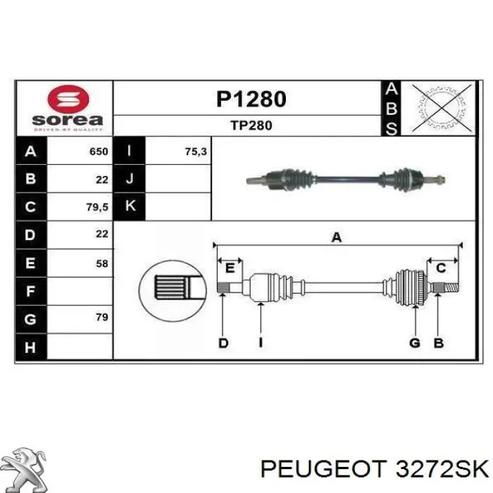 3272SK Peugeot/Citroen полуось (привод передняя левая)