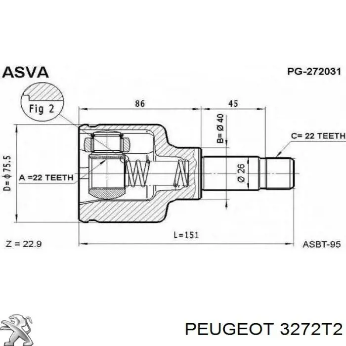 ШРУС наружный передний 3272T2 Peugeot/Citroen