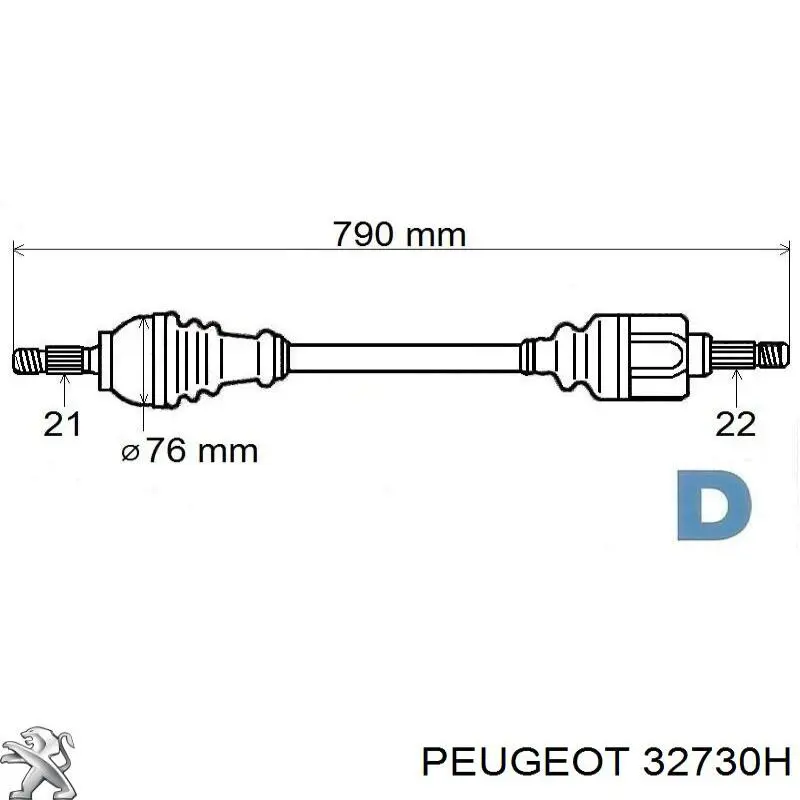 32730H Peugeot/Citroen semieixo (acionador dianteiro direito)