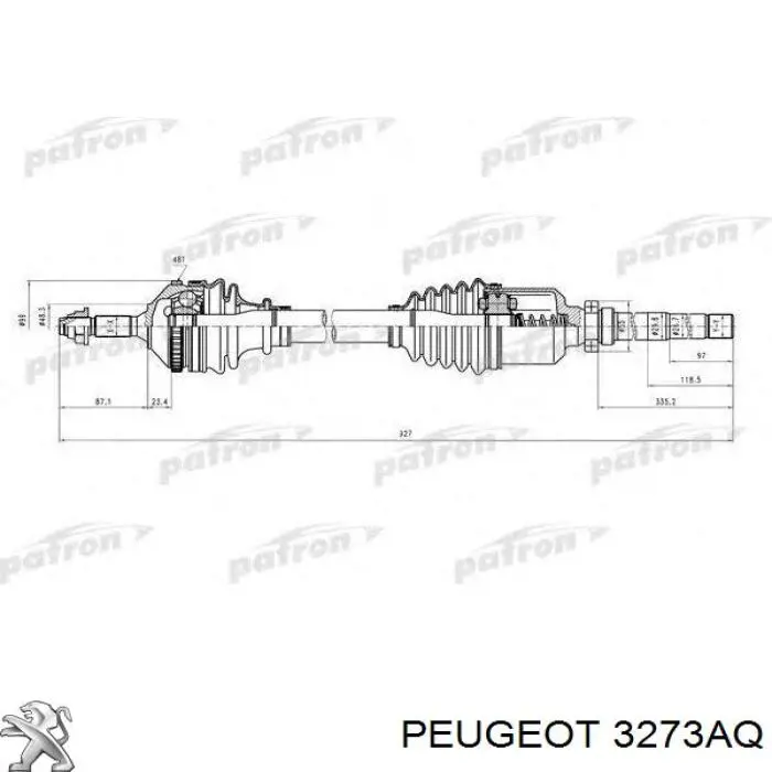 3273AQ Peugeot/Citroen полуось (привод передняя правая)