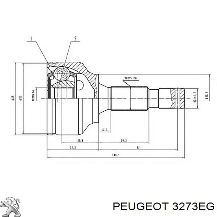 3273EG Peugeot/Citroen полуось (привод передняя правая)