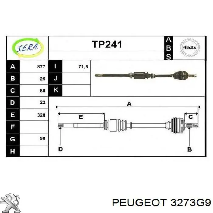 ШРУС наружный PEUGEOT 3273G9