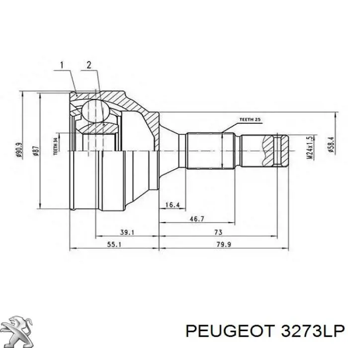 Купить 3273LP Peugeot/Citroen Вал приводной правый