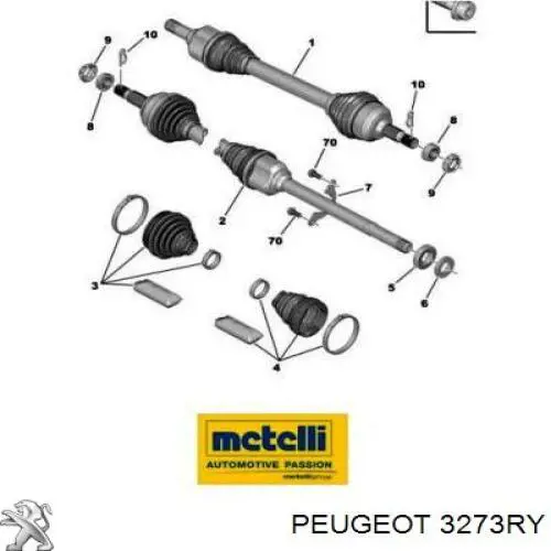 Купить 3273RY Peugeot/Citroen Вал приводной правый