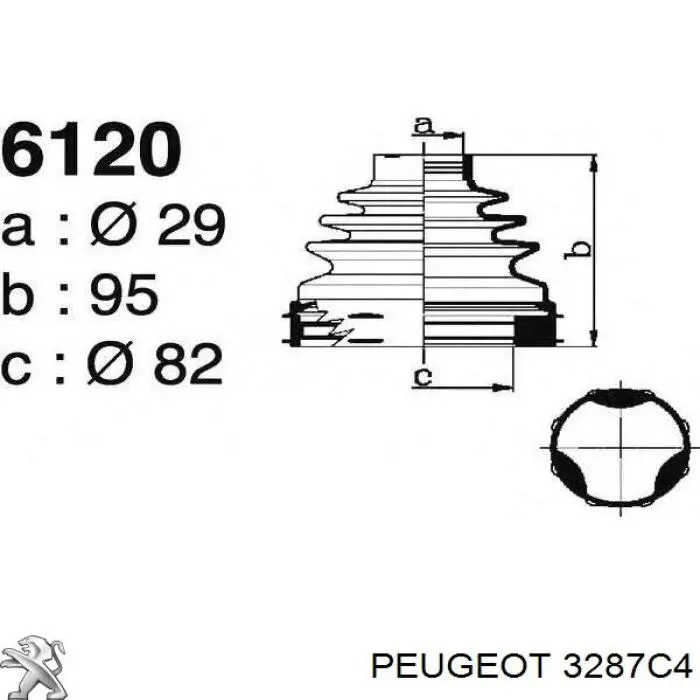 Пыльник ШРУСа передней полуоси внутренний PEUGEOT 3287C4