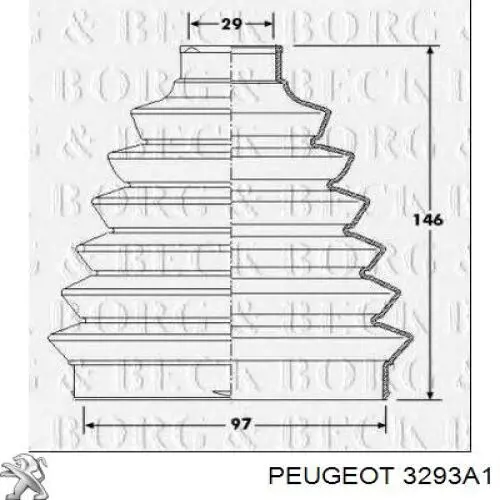 Пыльник ШРУСа передней полуоси наружный Peugeot/Citroen 3293A1